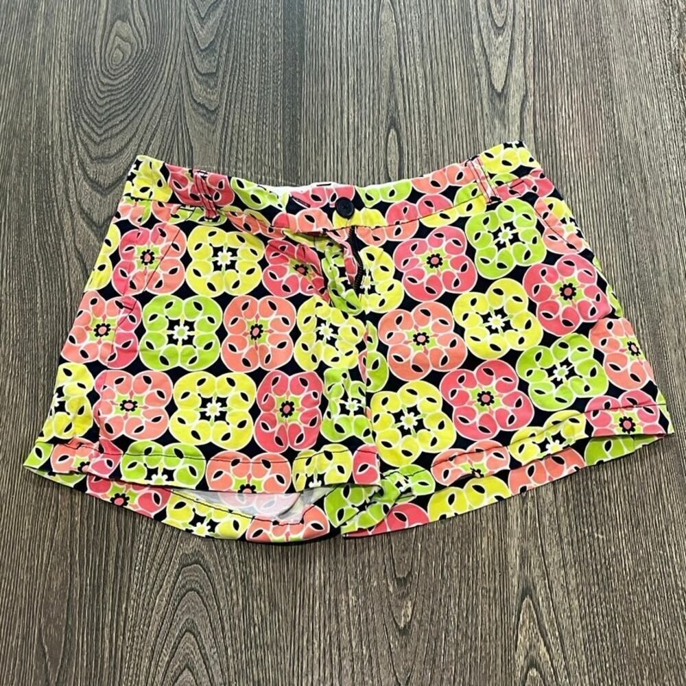 Crown & Ivy Womens Geometric Shorts Mid Rise Flat Front Multicolor Size 10P